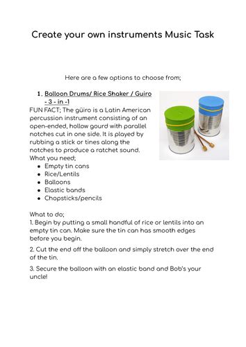 instruments task teaching resources