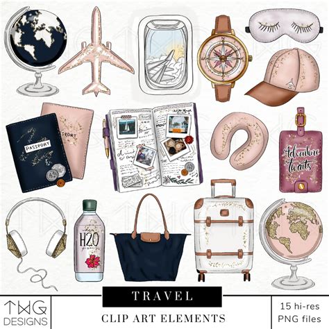 Travel Clip Art Elements TWG Designs Travel Stickers Scrapbook