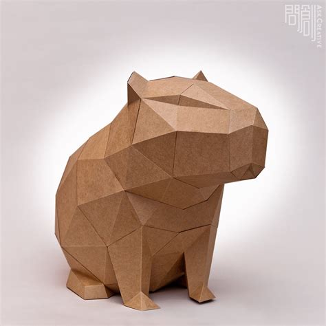 Capybara Paper Model Papercraft Diy Low Poly Pdf Etsy Uk