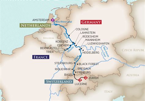 rhine  danube river map cicerone cycling guides  rhine