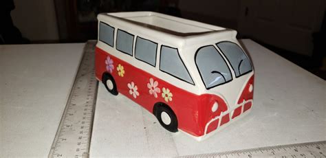 Ceramic Vw Bus Flower Power Planter Excellent Condition Etsy