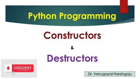 Constructor And Destructor Python Venugopal Narsingoju YouTube