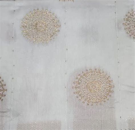 Chanderi Jacquard Dyble Fabric Plain Solids White At Rs Meter In Surat