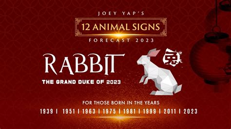 2023 Animal Signs Forecast Rabbit Joey Yap Youtube