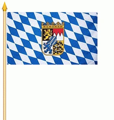 St Ck Fahne Stockflagge Bayern Mit Wappen L Wen Fanfahne X Cm