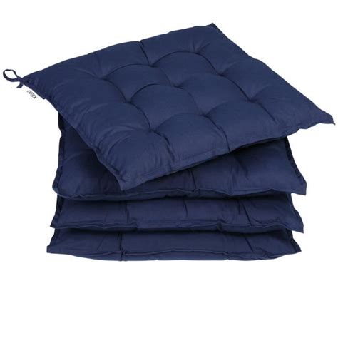 Detex 4x Coussins de chaise de jardin 41x37x5cm Bleu coussin de siège