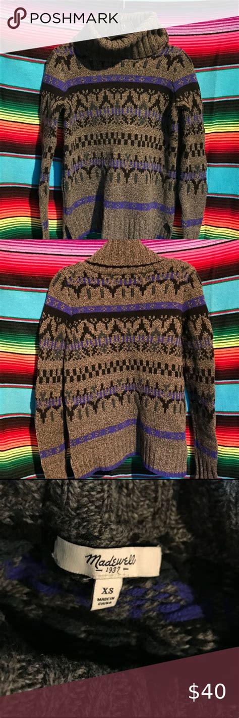 Madewell Sweater Iceblock Fair Isle Morino Wool Turtleneck