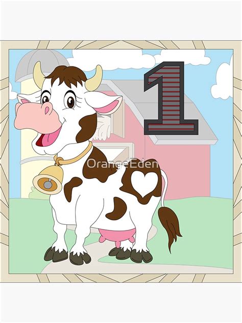 Cow On A Farm Sticker By Orangeeden Redbubble