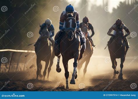 Horse Racing at Sunset. Silhouette of Thoroughbred and Jockey ...