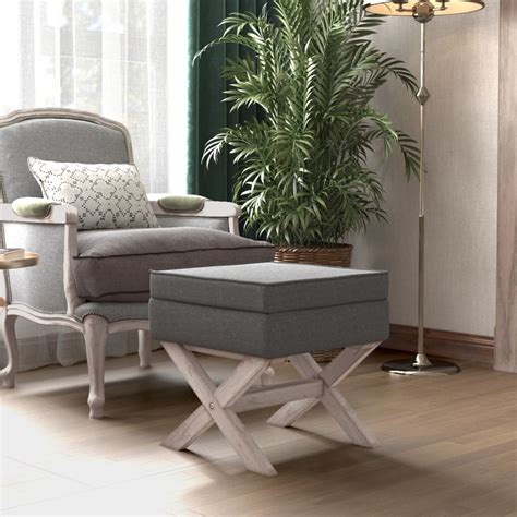 Banc Tabouret De Rangement Gris Fonc X X Cm Tissu Yw Tech