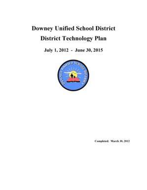 Fillable Online Downey Unified School District District Technology Plan ...