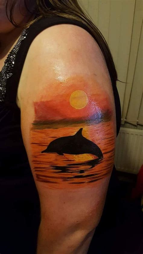 Colorful Dolphin Tattoo Design