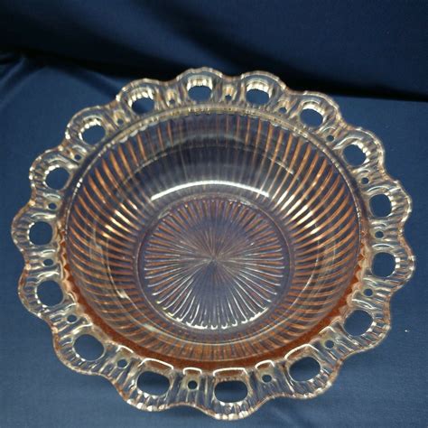 Old Colony Lace Edge Pink Ribbed Bowl Small Chip On Edge Ebay