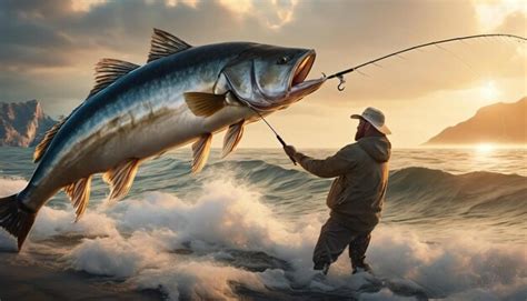 Premium Photo | A fisherman reeling in a giant catch from the sea