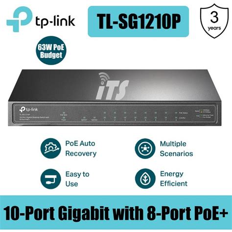 TP Link 10 Port Gigabit Switch With 8 Port PoE TL SG1210P Shopee