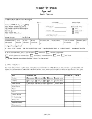 Fillable Online Request For Tenancy Approval Fwhs Org Fax Email Print