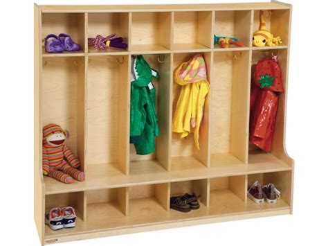 Wood Preschool Locker - 6-Section, Offset Edge PRE-51006D, Preschool ...