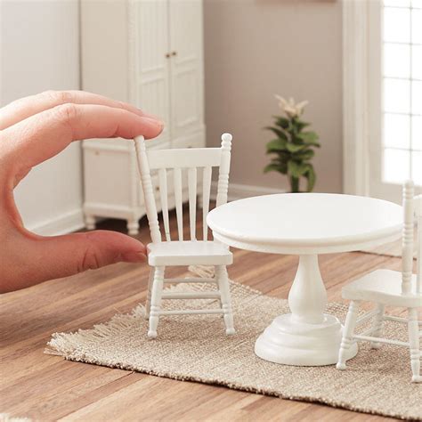 Dollhouse Miniature White Kitchen Table Set Kitchen Miniatures