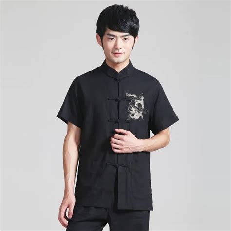 Mens Black Color Shirt Taiji Cotton Linen Tai Chi Kung Fu Clothing