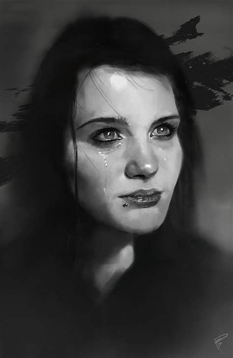 Artstation Drawing Portrait Display Portrait Monochrome Crying