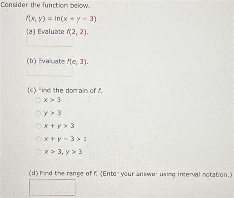 Solved Consider The Function Below F X Y Ln X Y−3 A