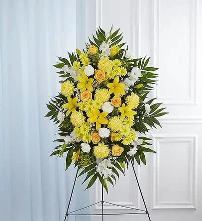 Yellow White Funeral Standing Spray In Whittier Ca Ginza Florist