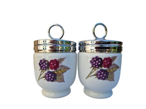 Royal Worcester Porcelain Egg Coddler Pair Boxed Set Of 2 In Evesham