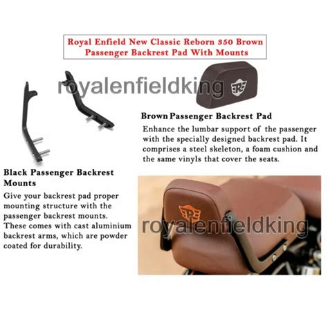 ROYAL ENFIELD Marron Passager Dossier Bloc Avec Supports Neuf