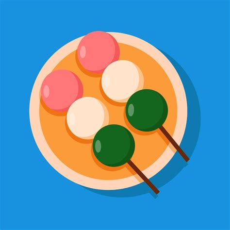 Premium Vector Japanese Dessert Dango Isolated On Blue Background