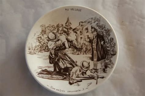 ANCIENNE ASSIETTE CÉRAMIQUE et faïence de SARREGUEMINES les vélos D V