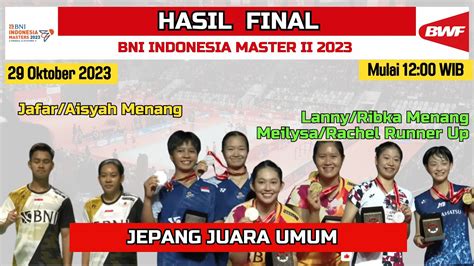 Hasil Final BNI Indonesia Masters 2023 Hari Ini Jafar Aisyah Lanny