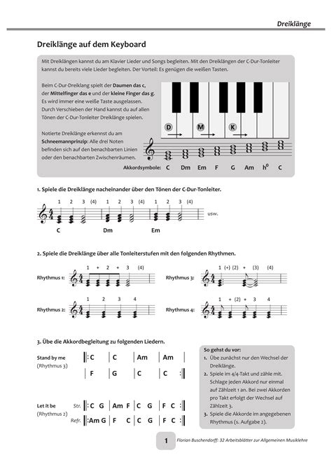 8 Arbeitsblätter rund um Dreiklänge Unterrichtsmaterial im Fach Musik