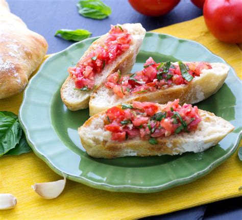 Easy Ciabatta Bread Recipe With Garlic And Basil Bruschetta Serving