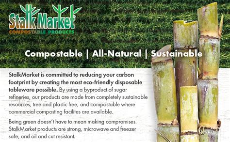 Amazon Stalkmarket Compostable Sugar Cane Fiber Heavy Duty