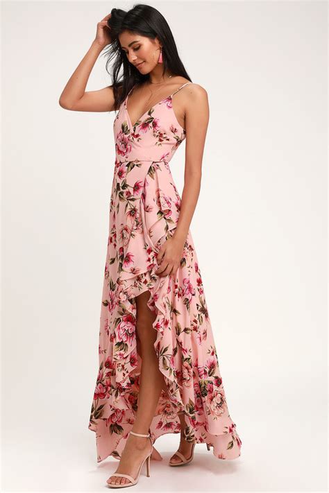 Pretty Pink Floral Print Dress Blush Pink Tiered Ruffle Dress