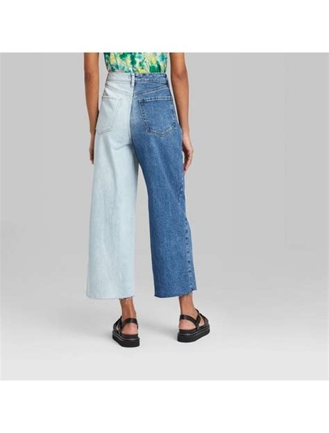 Buy Women S Super High Rise Wide Leg Cropped Jeans Wild Fable™ Indigo Spliced Online Topofstyle