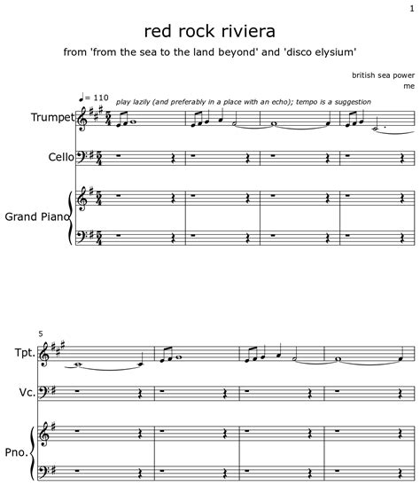 Red Rock Riviera Sheet Music For Trumpet Cello Piano