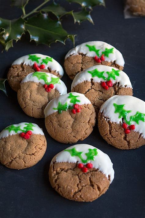 White Chocolate Dipped Ginger Cookies With Holly Leaves Idea Land Ginger Cookies Christmas