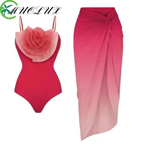 Muolux 2023 3d Flower Swimwear Sexy One Piece Woman Swimsuits Solid