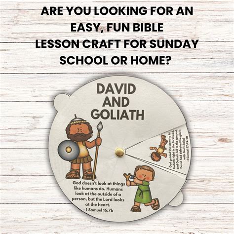 David and Goliath Bible Lesson Teaching Posters and Bible Wheel Craft Bundle, Sunday School and ...