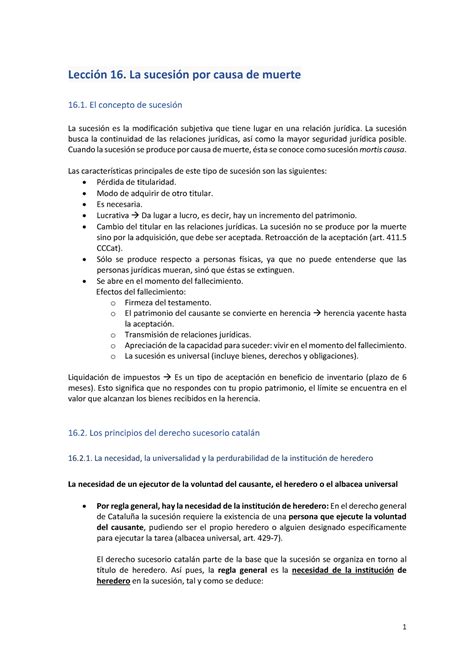 Sucesiones Pdf Lecci N La Sucesi N Por Causa De Muerte El