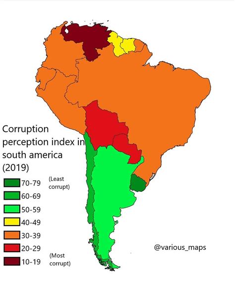 Corruption Perception Index In South America 2019 R Maps