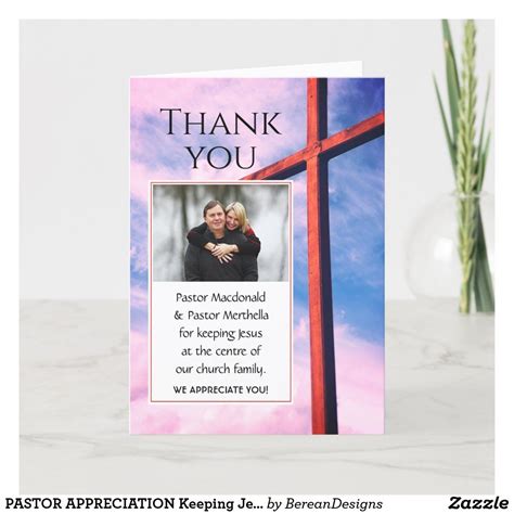 Pastor Appreciation Keeping Jesus Centre Photo Thank You Card Photo