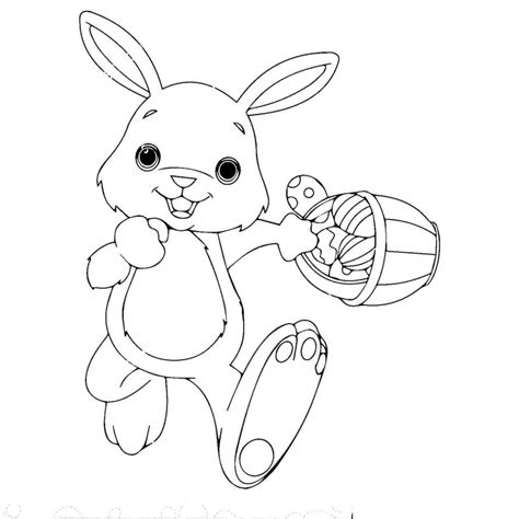 Dibujos De Conejo De Pascua Y Canasta De Pascua Para Colorear Para