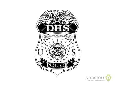 DHS Federal Protective Service Police Badge, Department Homeland ...