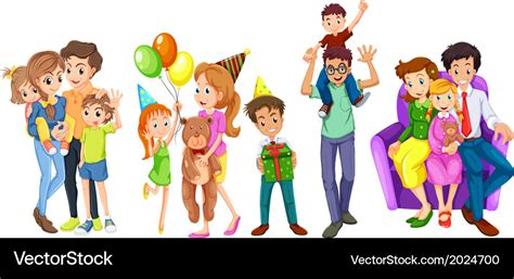 Happy Families Royalty Free Vector Image VectorStock