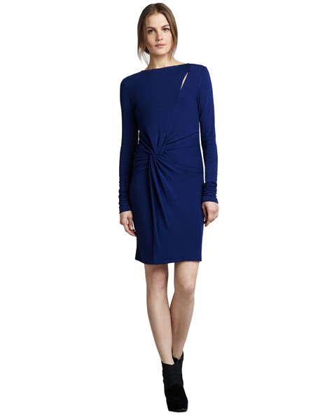 Halston Heritage Twist Front Long Sleeve Dress