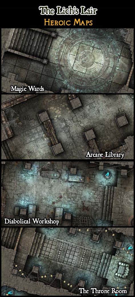 Heroic Maps - The Lich's Lair - Heroic Maps | Buildings | Caverns & Tunnels | Dungeons | Ruins ...