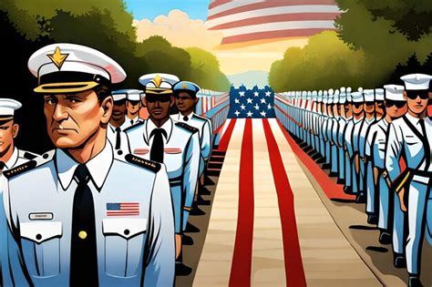 Premium AI Image | A cartoon of military men in blue uniforms with the ...