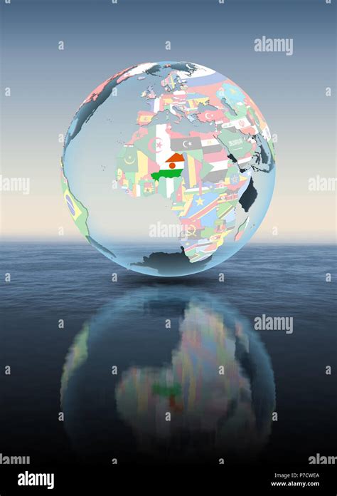 Niger On Political Globe Floating Above Water D Illustration Stock